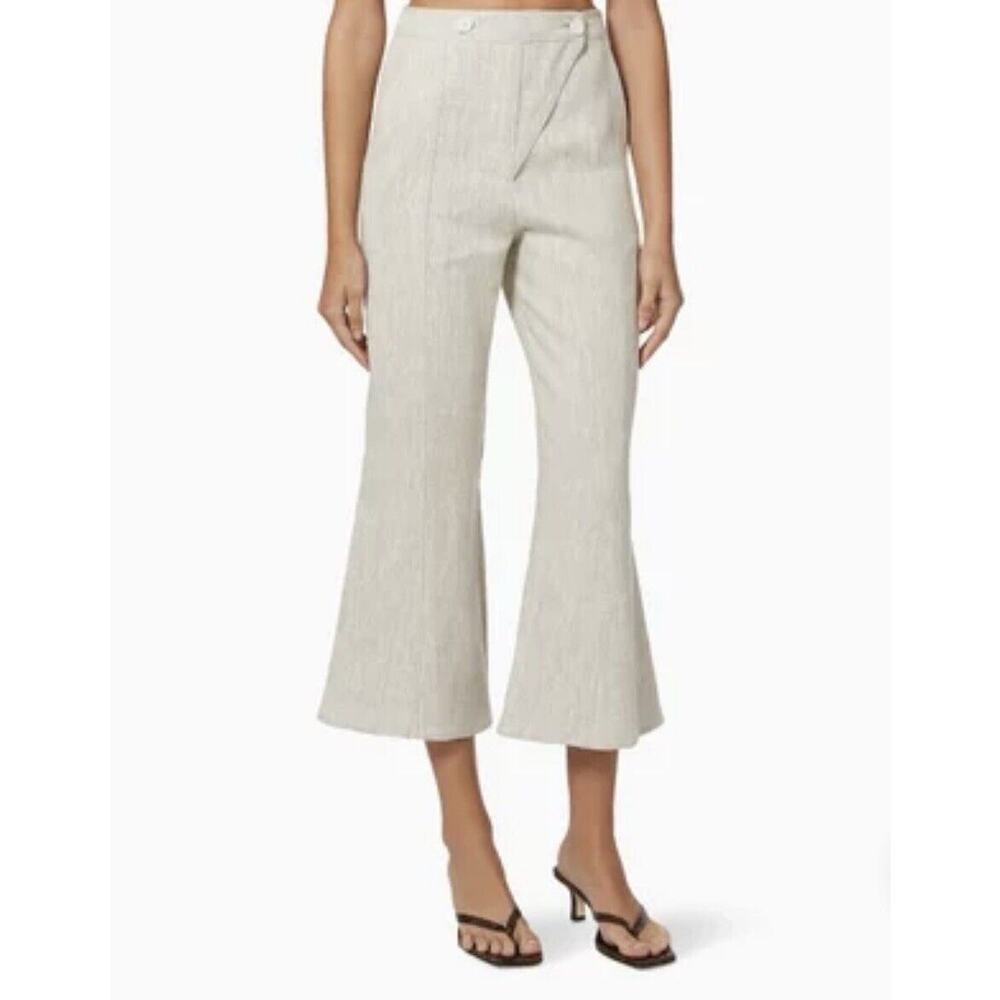 NWT Matthew Baruch Womens Cross Fly Linen Pants 2 (US 4) Cropped‎ Flare Pockets
